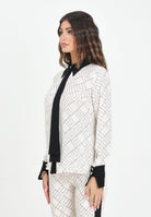 ELISABETTA FRANCHI Camicia a manica lunga panna e nera da donna con stampa CA10456E2 EF1 ELISABETTA FRANCHI 