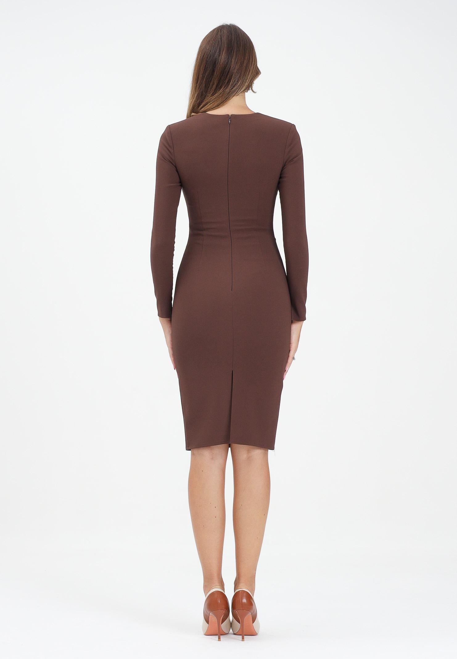ELISABETTA FRANCHI Abito midi marrone da donna con catena gioiello AB80557E2 EA3 ELISABETTA FRANCHI 