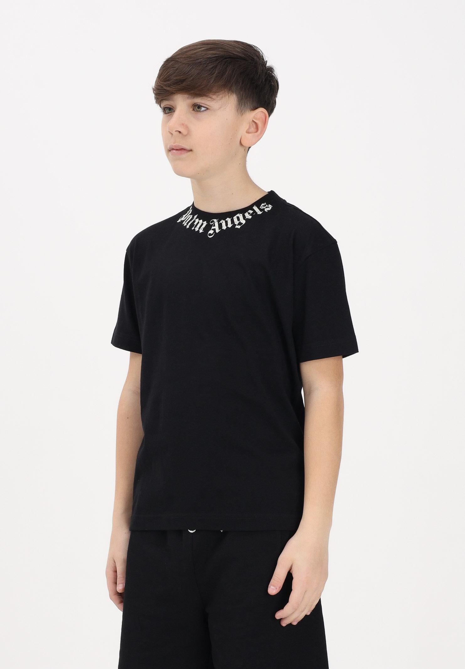 PALM ANGELS T-shirt a manica corta nera per donna, ragazzi e bambini con logo PBAA003S26JER004 110 PALM ANGELS 