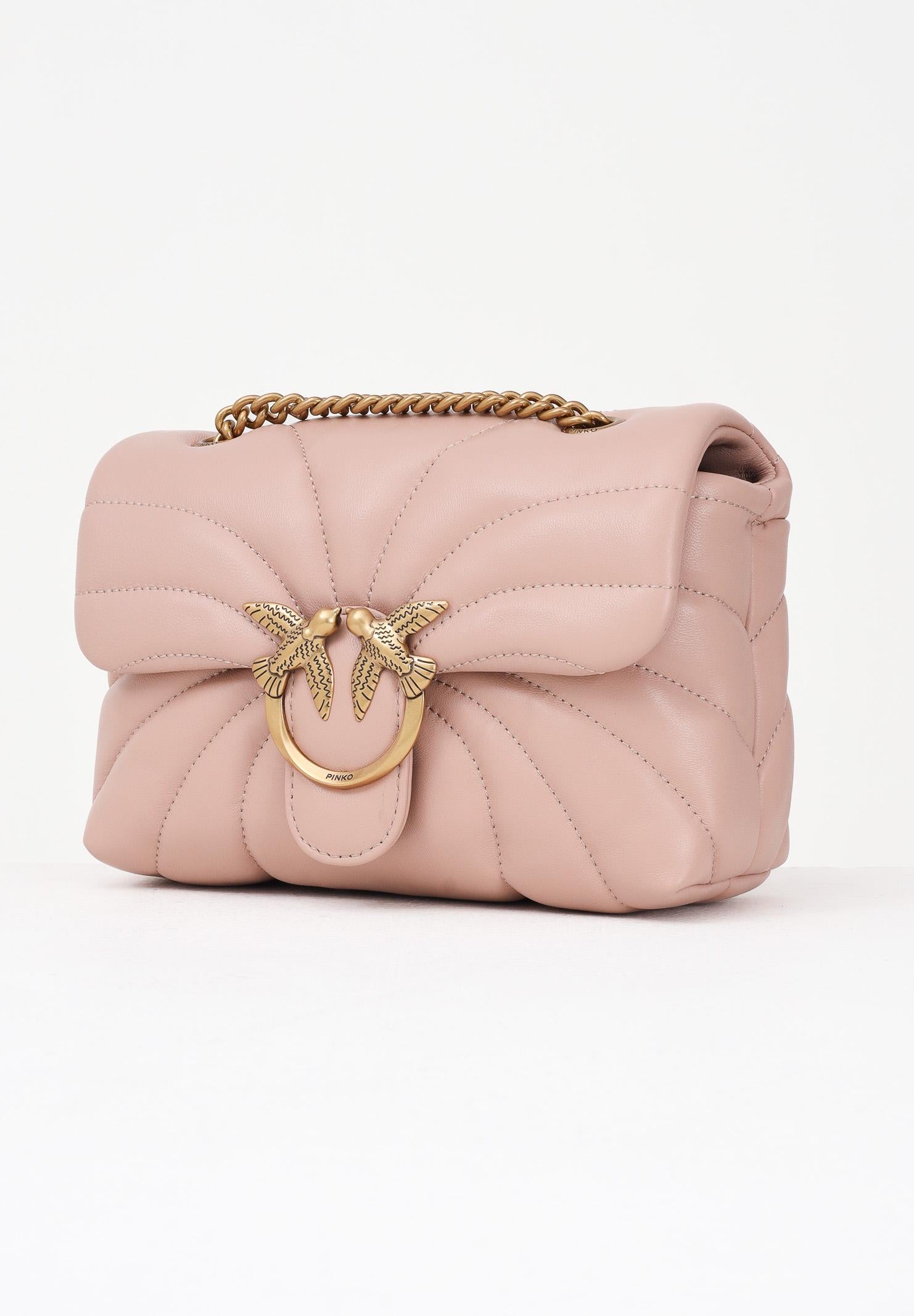 PINKO Borsa a tracolla Mini Love Bag Puff rosa da donna in nappa con trapuntatura Butterfly 100039A1EX O81Q PINKO 