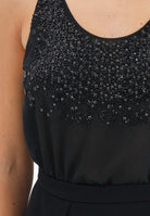 ELISABETTA FRANCHI Tuta elegante nera da donna con corpetto ricoperto di strass TU06357E2 110 ELISABETTA FRANCHI 