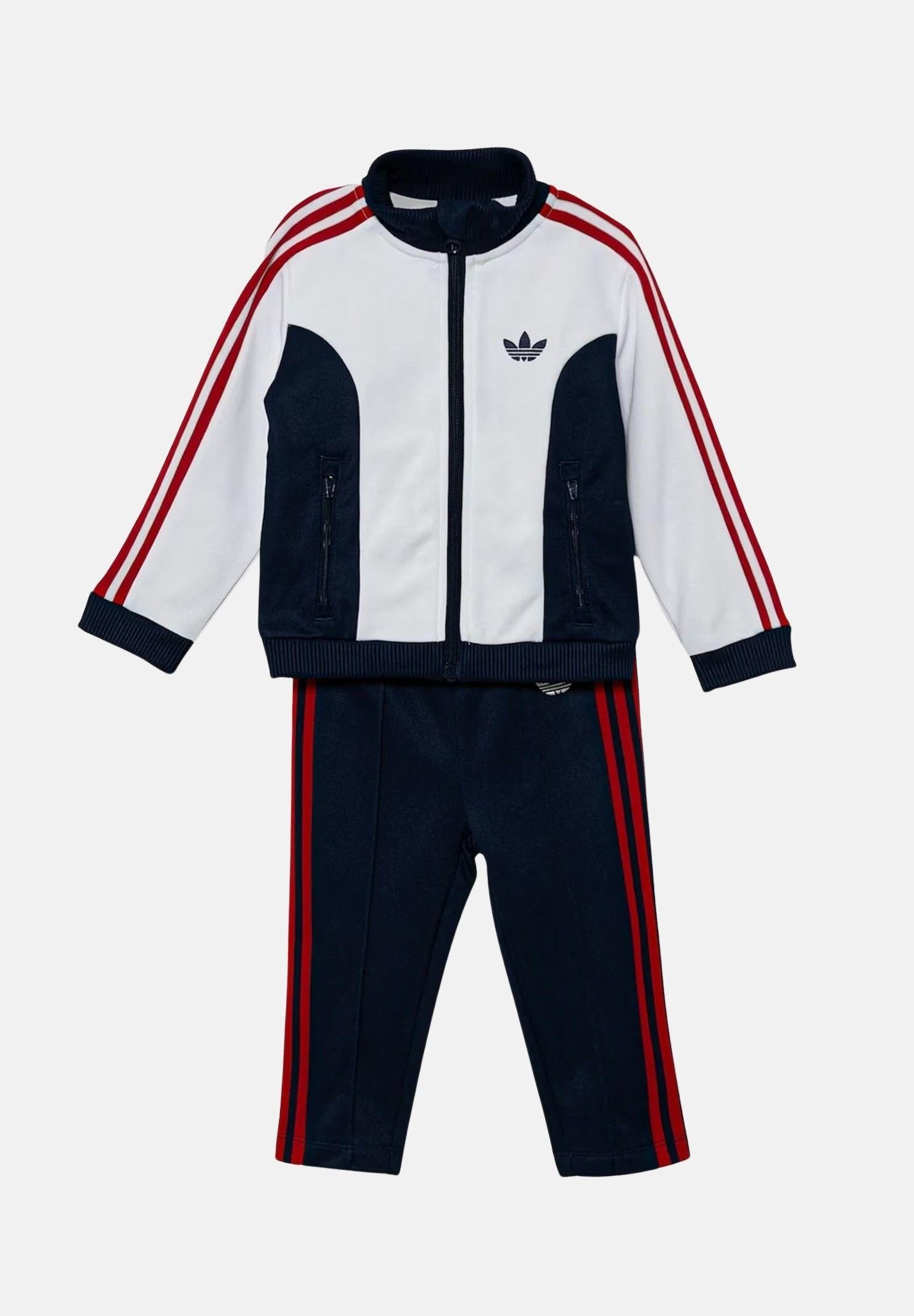 ADIDAS ORIGINALS Tuta ADICOLOR 3-STRIPES bianca, blu e rossa da neonato JY2787 . ADIDAS ORIGINALS 