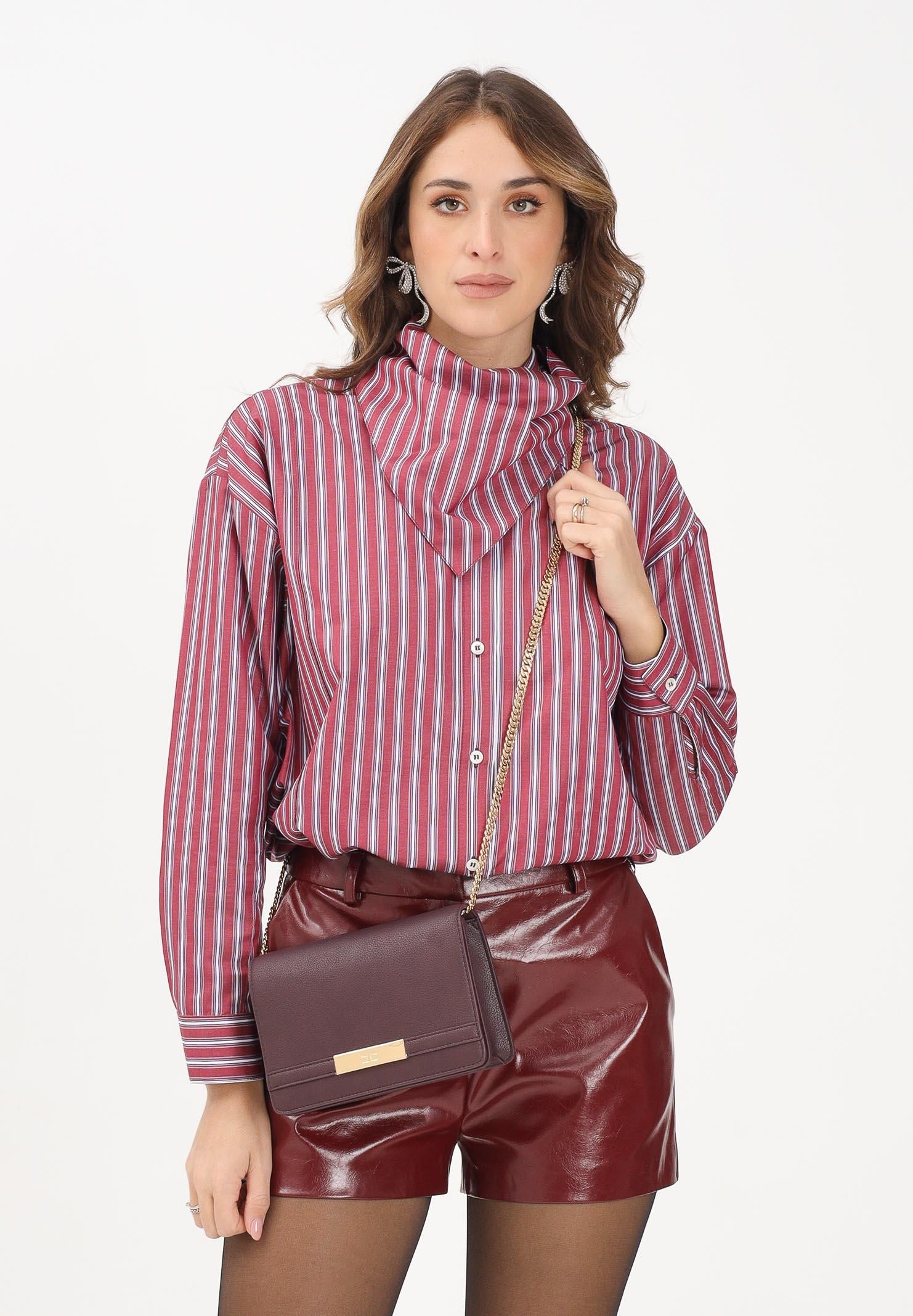 SIMONA CORSELLINI Camicia a manica lunga bordeaux da donna con motivo a righe A25CPCA01201-C00172 V0741 SIMONA CORSELLINI 