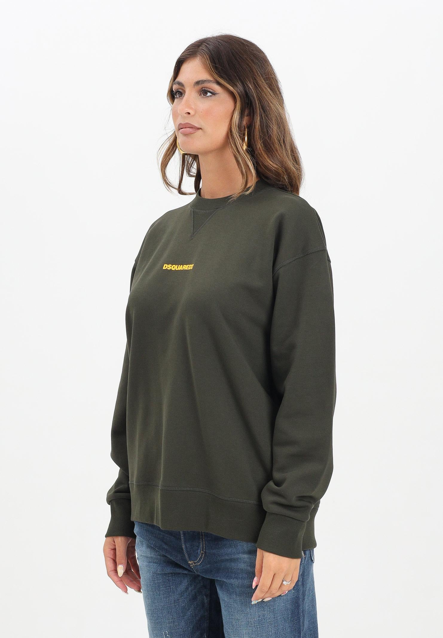 DSQUARED2 Felpa girocollo verde per donna, ragazzi e bambini con stampa logo DQ2739D0094 DQ518 DSQUARED2 