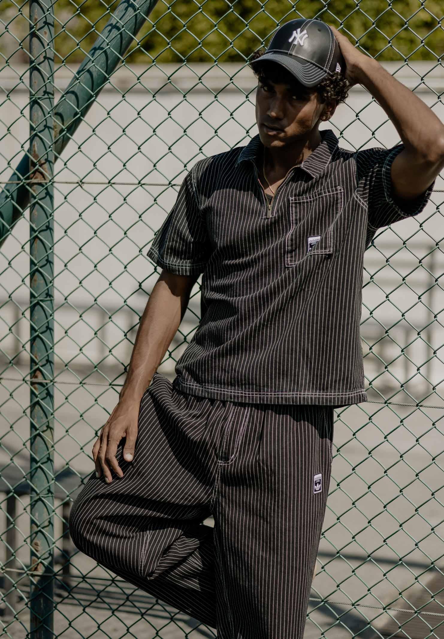 ADIDAS ORIGINALS Camicia Wabash Loose in denim nero da uomo JW0171 . ADIDAS ORIGINALS 