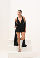 NOELL MAGGINI Tuta corta nera da donna con dettagli metallici 00626110 NE NOELL MAGGINI 