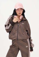 ADIDAS ORIGINALS Felpa con zip Firebird Loose Monogram marrone e rosa per uomo e donna KE1677 . ADIDAS ORIGINALS 