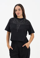 MARCELO BURLON COUNTY OF MILAN T-shirt a manica corta nera da donna con strass 25ICM30016 NE MARCELO BURLON COUNTY OF MILAN 
