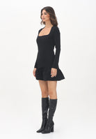 PINKO Abito corto nero da donna con scollo squadrato e balza<BR/><BR/> 105769A15M Z99 PINKO 