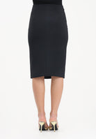 ELISABETTA FRANCHI Gonna midi nera da donna con dettagli logo<BR/> GO14761E2 110 ELISABETTA FRANCHI 