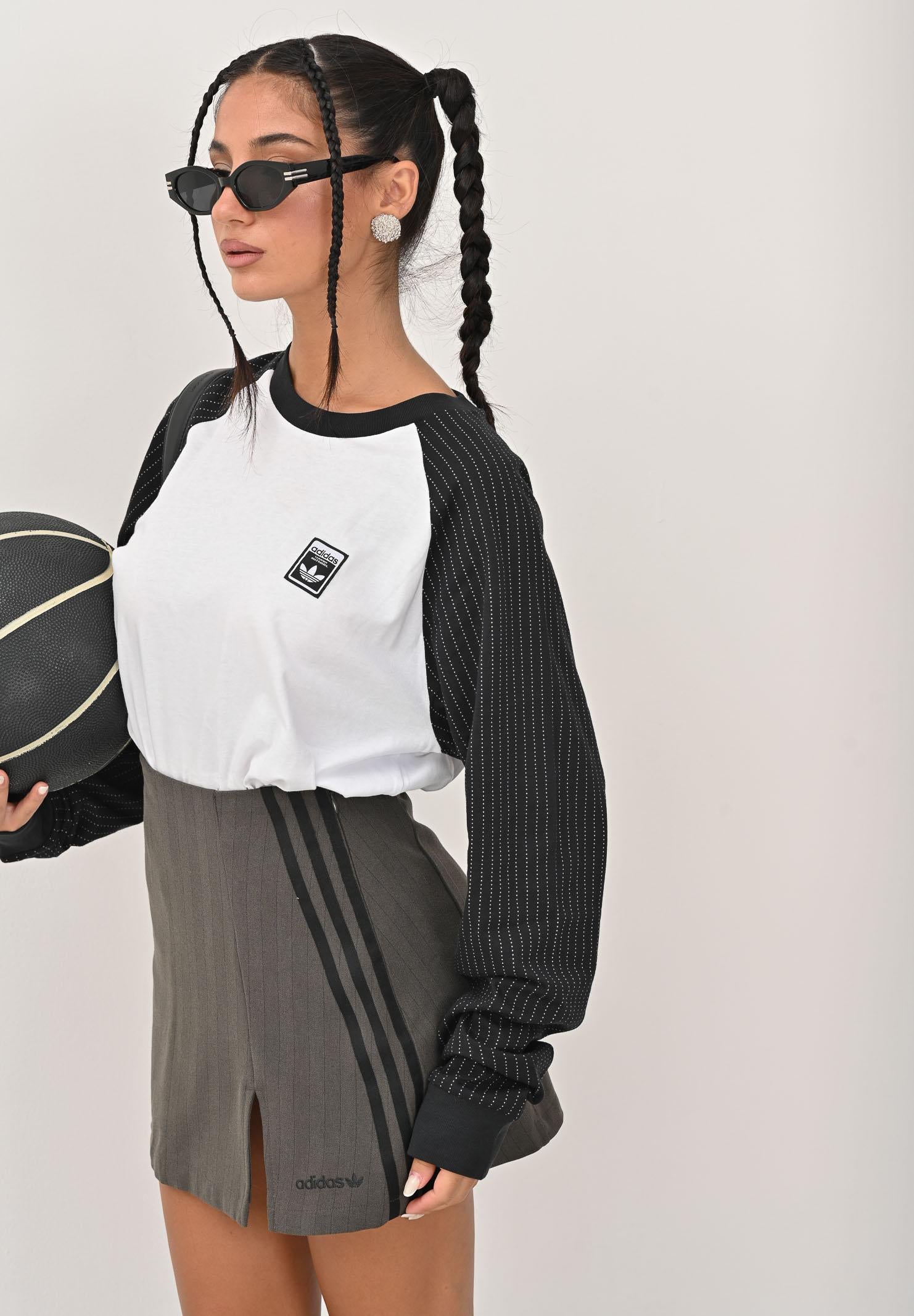 ADIDAS ORIGINALS T-shirt a manica lunga GRAPHIC bianca e nera da uomo JW0164  ADIDAS ORIGINALS 