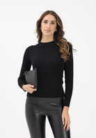 JDY Maglioncino girocollo nero da donna con motivo geometrico 15207694 BL JDY 