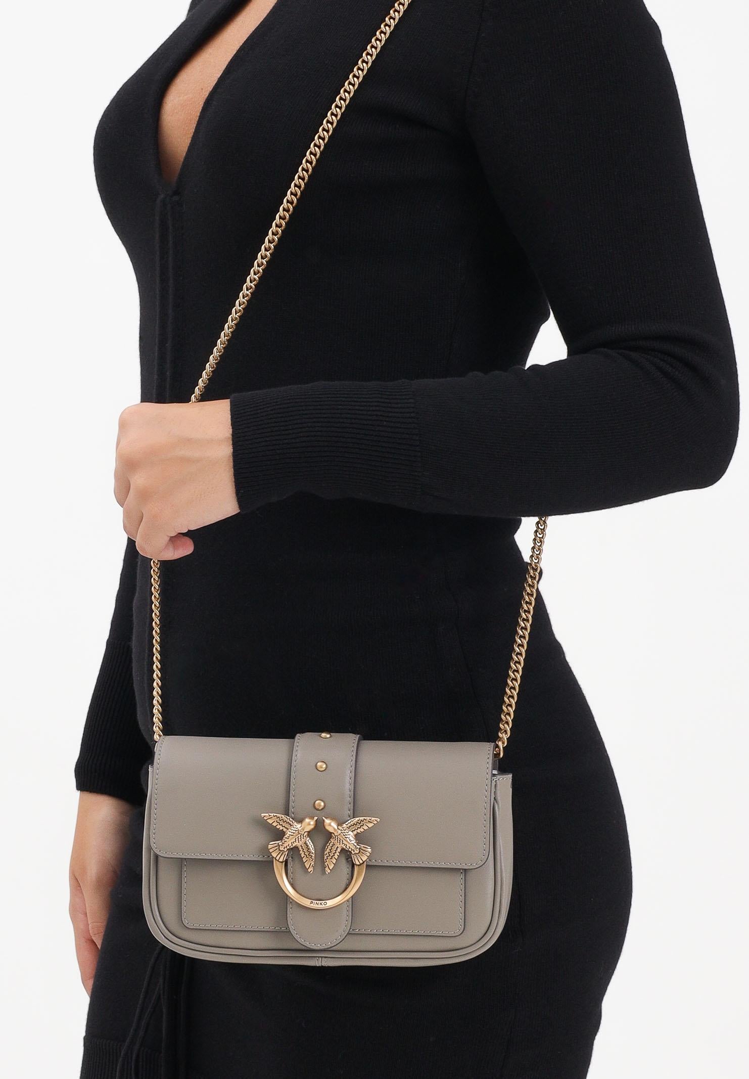 PINKO Borsa a tracolla Love Bag One da donna in morbida pelle mano seta noce 100061A0F1 I68Q PINKO 