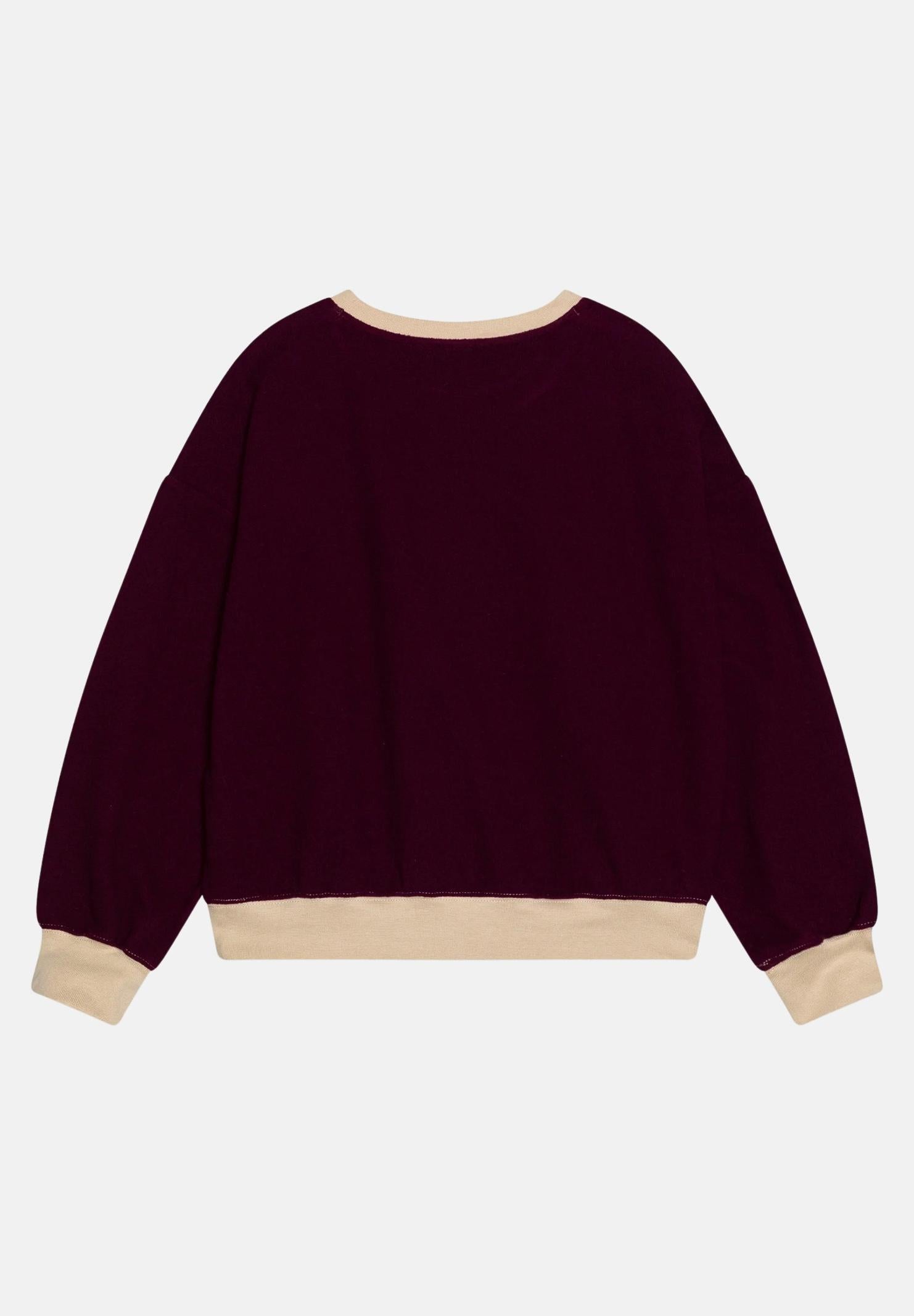 Felpa girocollo ENCHANTMENT COZY CREW bordeaux e beige da bambina 45D519 P3D JORDAN 
