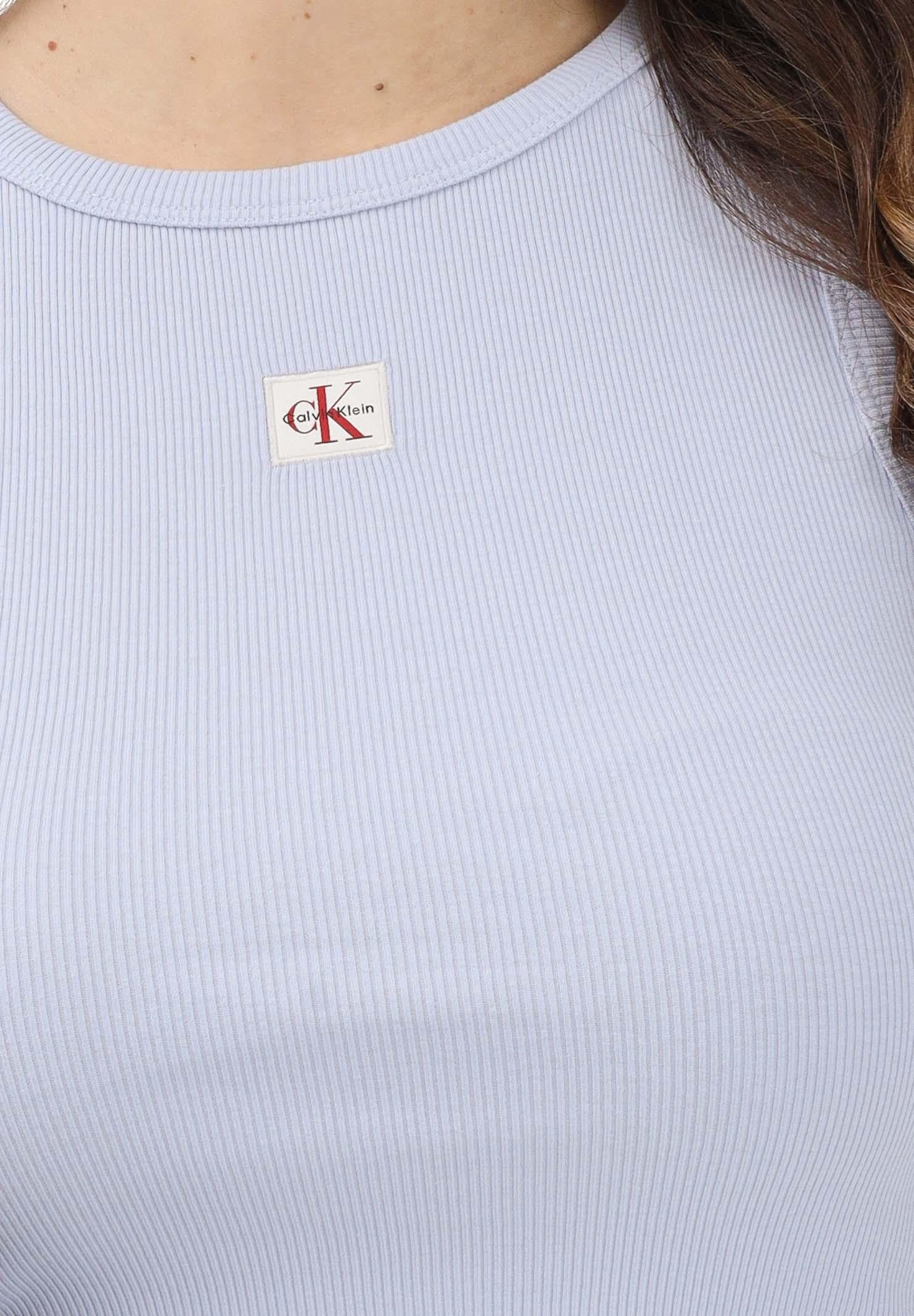 CALVIN KLEIN JEANS Canotta celeste da donna con logo LV047C201GTKF . CALVIN KLEIN JEANS 