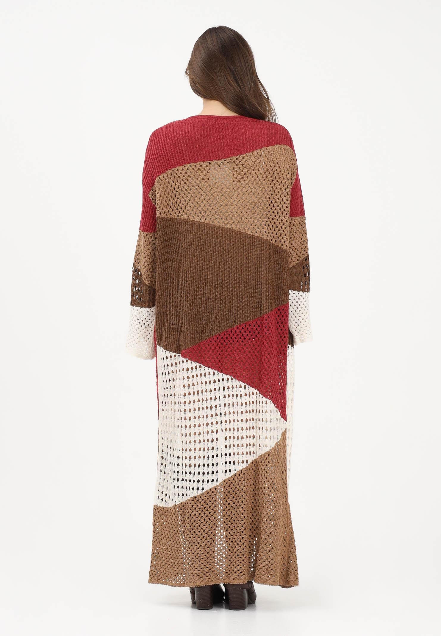 AKEP Cardigan lungo multicolore da donna in maglia traforata MGKD13070 V1 AKEP 