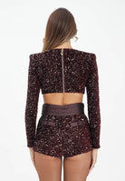 ELISABETTA FRANCHI Top elegante bordeaux da donna completamente ricoperto di paillettes TO04657E2 EA4 ELISABETTA FRANCHI 