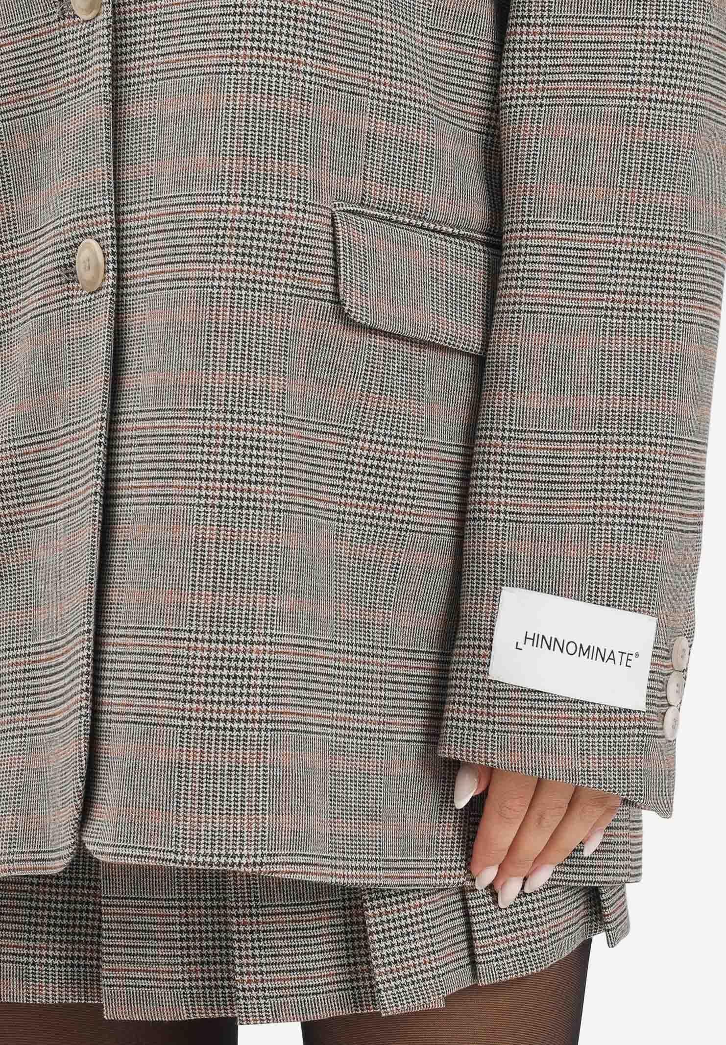 HINNOMINATE Giacca beige da donna con motivo principe di galles HMABW02260 BE11 HINNOMINATE 