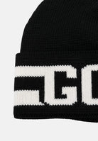 GCDS Berretto di lana nero per uomo e donna con logo B2CU5818AL9 99 GCDS 