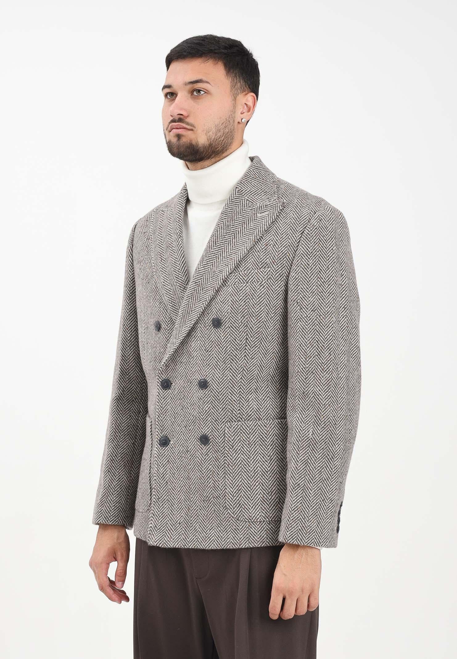 SELECTED HOMME Giacca da uomo realizzata con motivo spigato nei toni del marrone e del beige 16098742 BrownRice SELECTED HOMME 