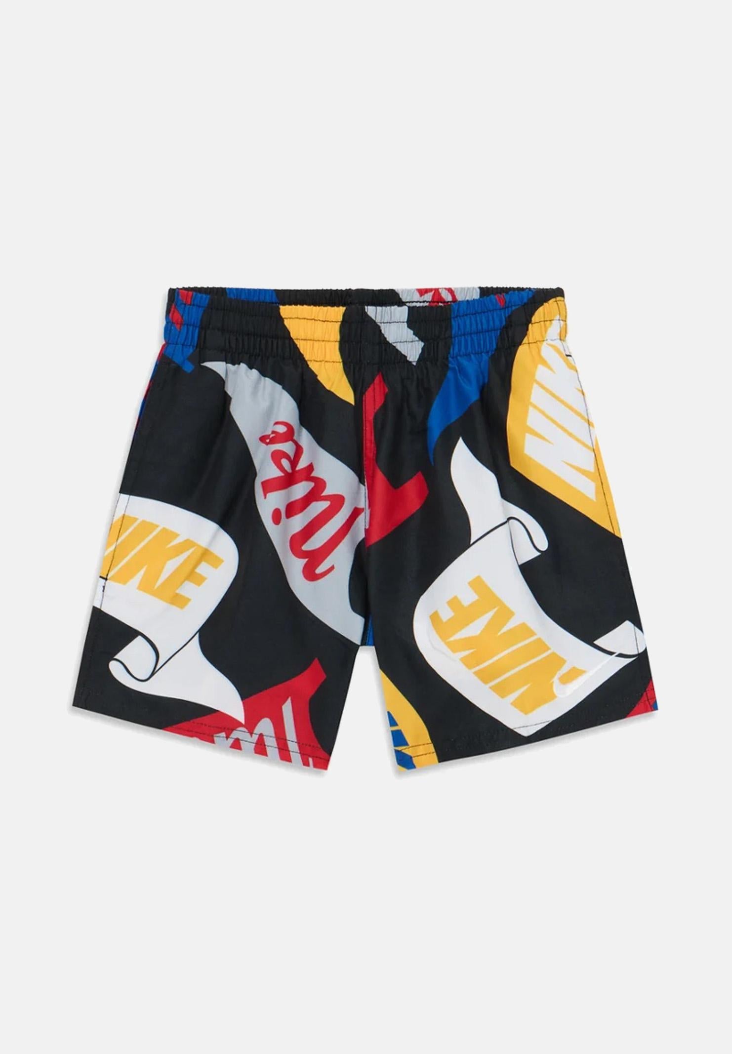 NIKE Shorts mare nero da bambino con stampa logo NESSF802 001 NIKE 