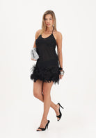 NOELL MAGGINI Abito corto nero da donna con piume 0126122 NE NOELL MAGGINI 