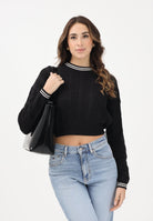 TOMMY JEANS Maglioncino girocollo nero da donna con logo all-over DW0DW22025 BDS TOMMY JEANS 