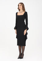 PINKO Abito midi nero da donna con volant<BR/><BR/> 105736A2Q2 Z99 PINKO 