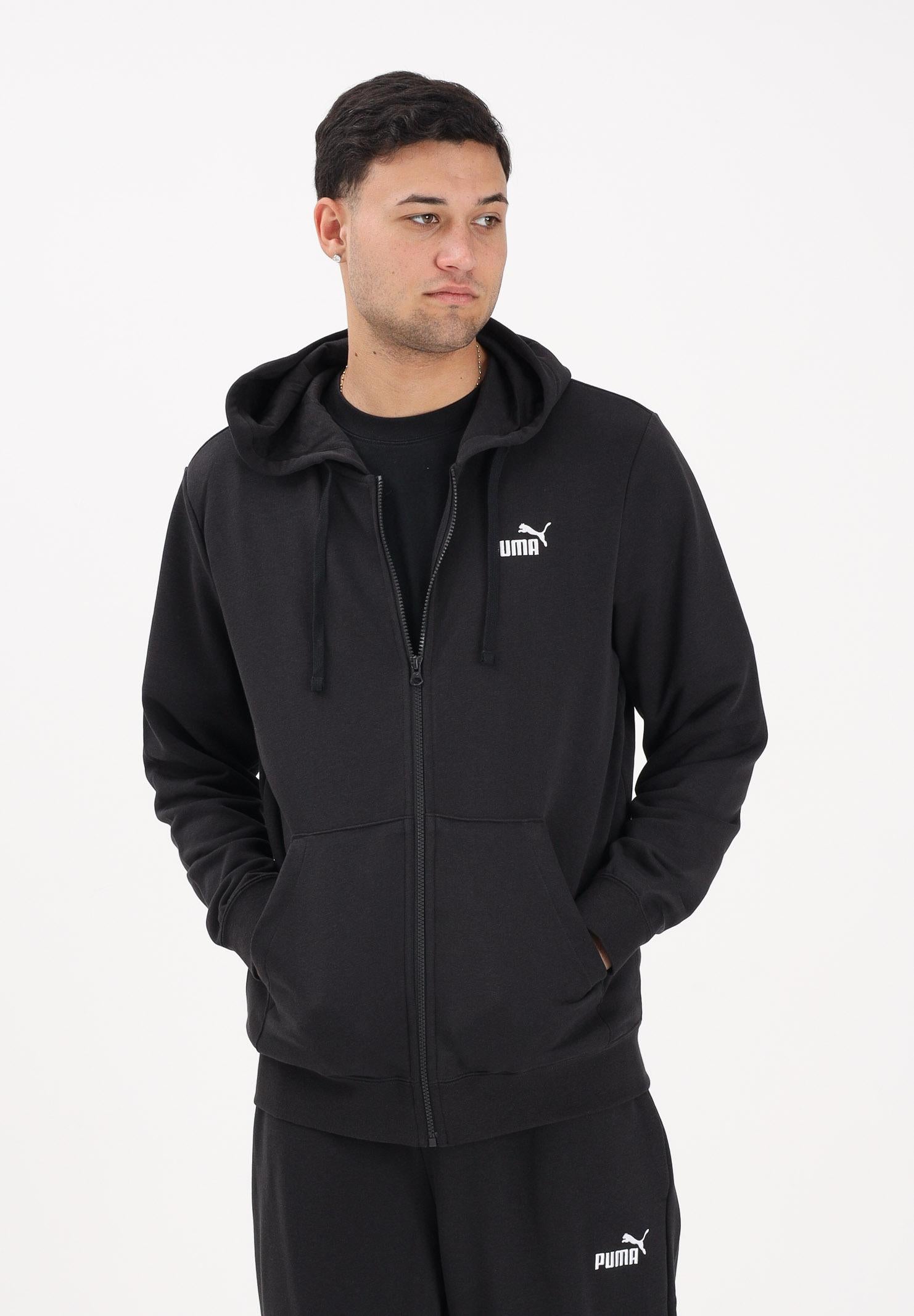 PUMA Felpa con zip Essentials nera da uomo 682588 01 PUMA 