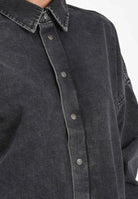 DIESEL Camicia a manica lunga in denim nero per donna, ragazzi e bambini con maxi logo Oval D J02307KXBPT K02 DIESEL 