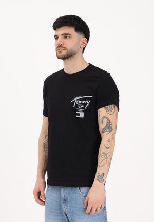 TOMMY JEANS T-shirt a manica corta nera da uomo con stampa logo fronte e retro DM0DM22553 BDS TOMMY JEANS 