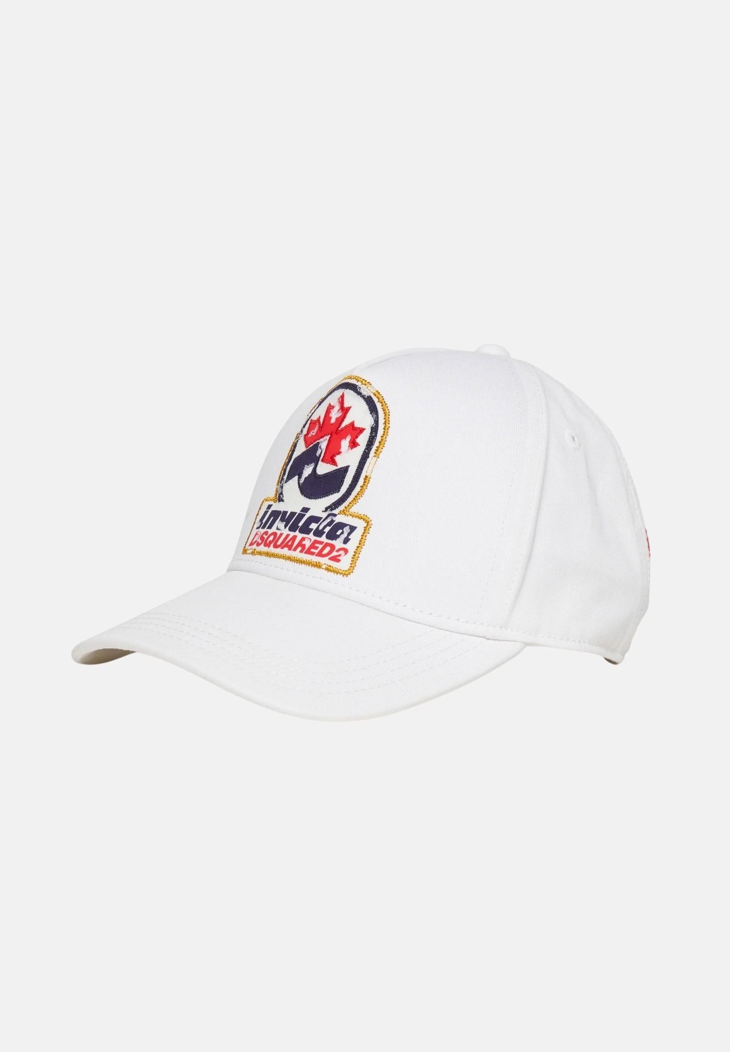 Cappello con visiera bianco per uomo e donna rifinito da stampa logo DQ2926D0AD6 DQ100 DSQUARED2 