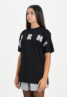 MARNI T-shirt a manica corta nera per donna, ragazzi e bambini con ricamo logo M01265M00RF 0M90D MARNI 