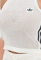 ADIDAS ORIGINALS Top bianco da donna lavorato all'uncinetto KC6485 . ADIDAS ORIGINALS 