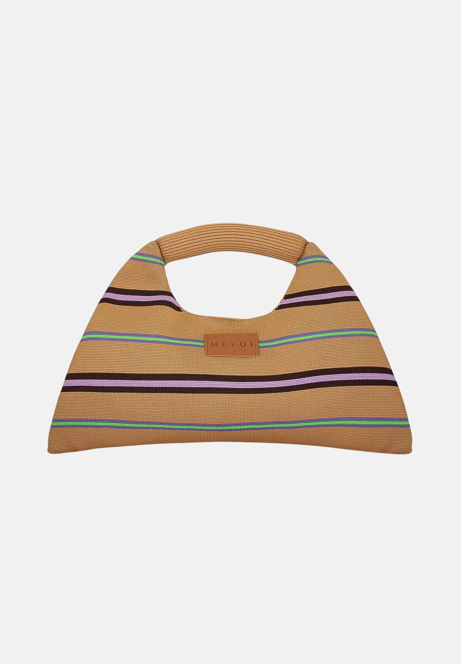 ME FUI Borsa a mano beige da donna con motivo a righe MA26-SW0110BG . ME FUI 
