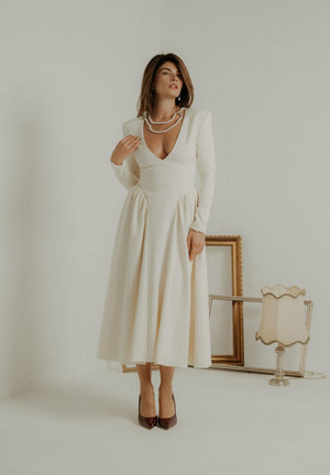 SANTAS Abito midi DOUCEUR avorio da donna PV2603 PA SANTAS 