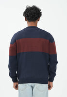 GCDS Maglioncino girocollo blu per uomo e donna impreziosito da banda a contrasto e logo B2CM1505KI4 77 GCDS 