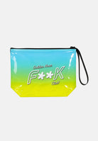 F**K pochette a mano Golden Hour azzurro e verde da donna. POCHETTE-FK AZ F**K 