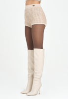 ELISABETTA FRANCHI Shorts beige da donna in bouclé con paillettes<BR/> KS05Q56E2 EA2 ELISABETTA FRANCHI 
