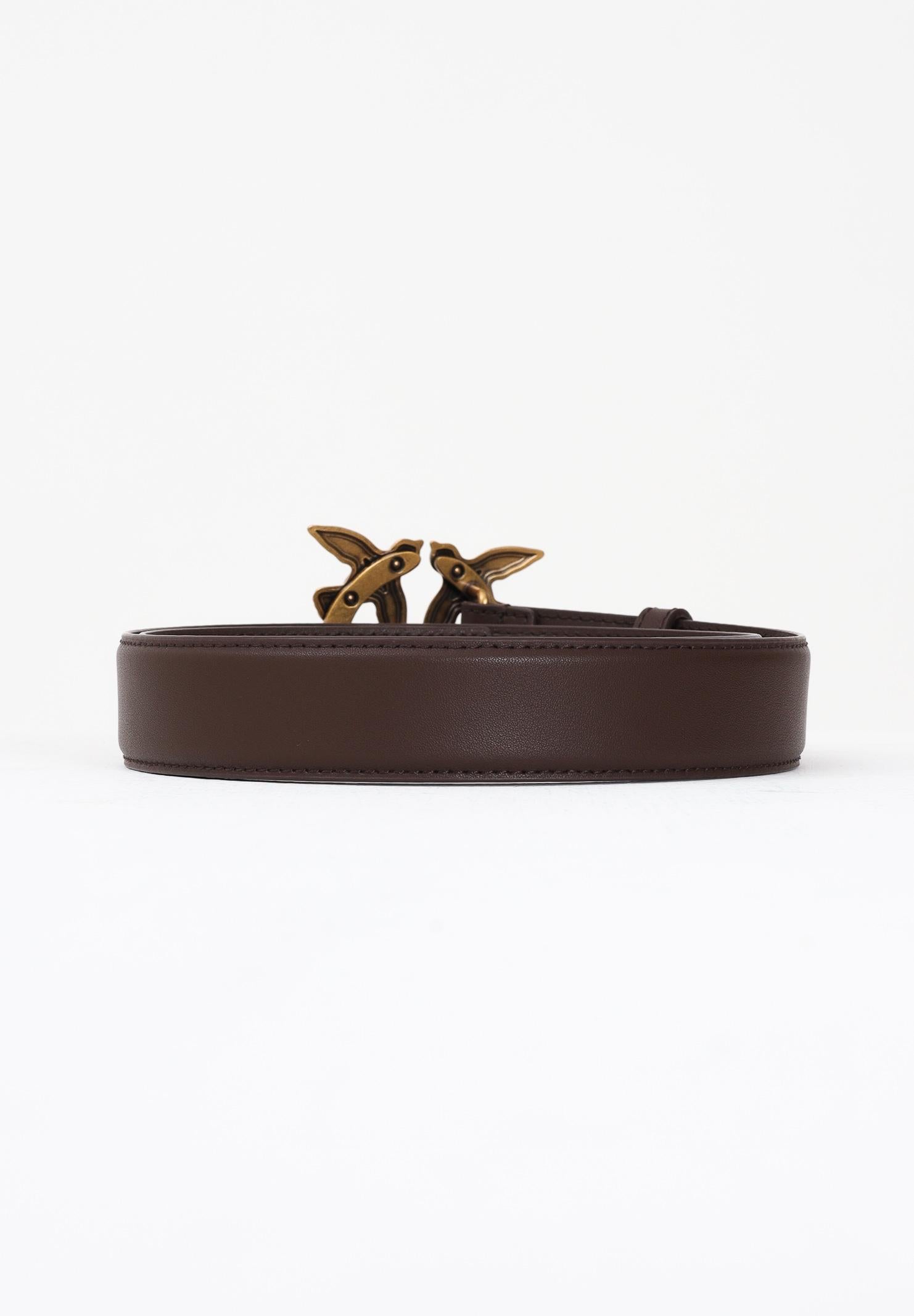 PINKO Cintura Love Birds in morbida pelle mano seta marrone da donna 100125A0F1 L74Q PINKO 