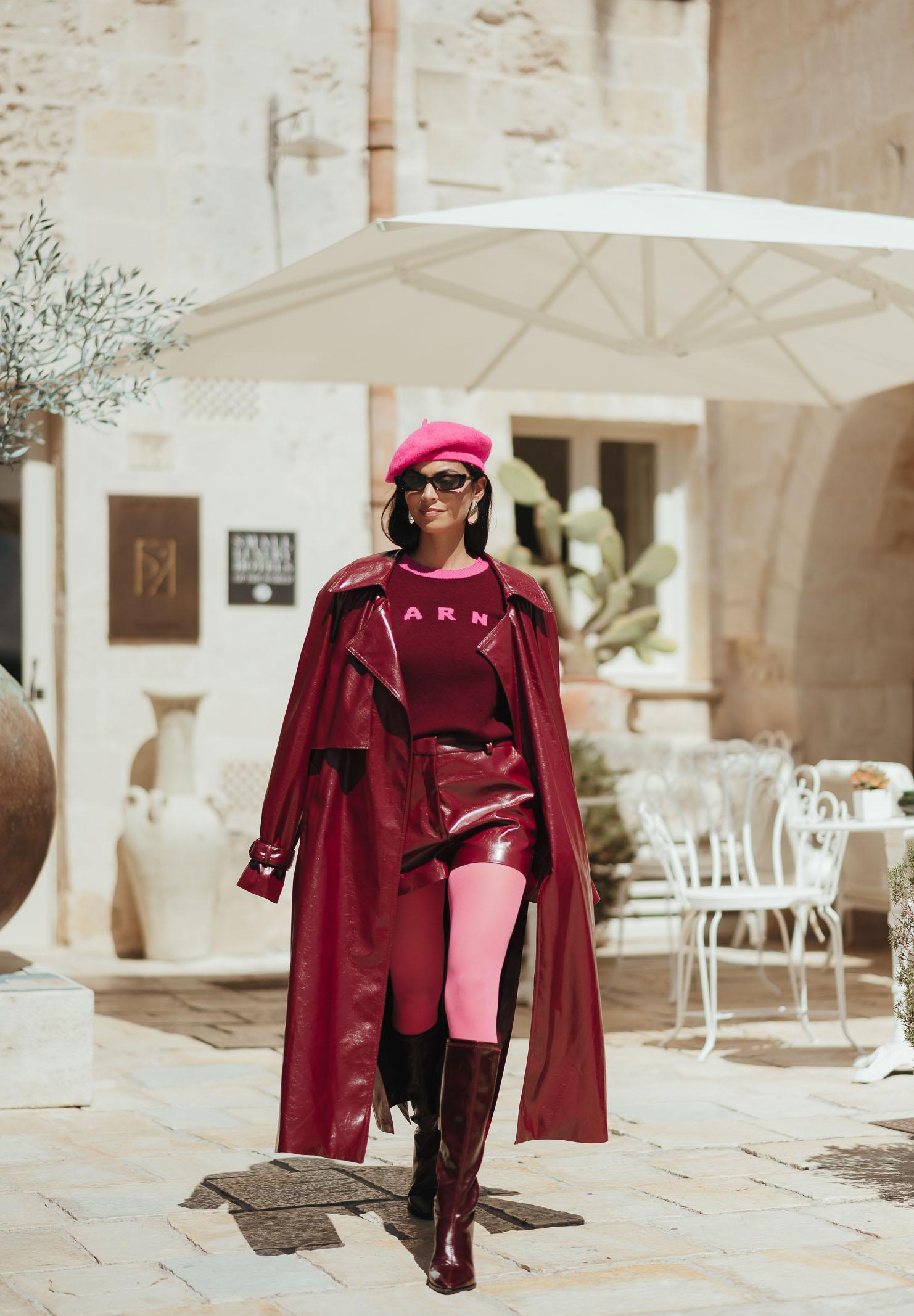 SIMONA CORSELLINI Trench effetto vinile in color bordeaux lucido da donna A25CPTH00101-C00026 V0752 SIMONA CORSELLINI 