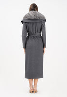 YES LONDON Cappotto grigio da donna con collo in vera pelliccia CD1218 GR YES LONDON 