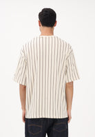NEW ERA T-shirt a manica corta Oversized New Era Pinstripe panna per uomo e donna 60771551 . NEW ERA 