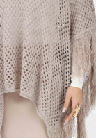AKEP Mantella beige da donna con frange ACKD13039 V3 AKEP 