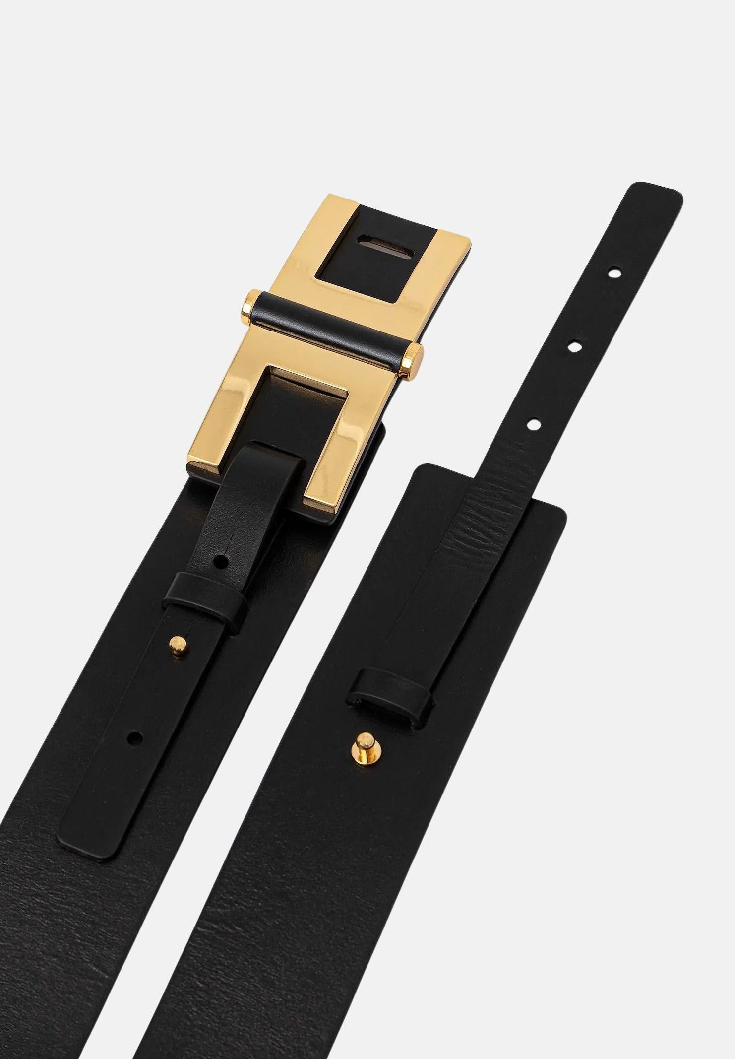 ELISABETTA FRANCHI Cintura nera da donna con dettaglio logo CT50S61E2 110 ELISABETTA FRANCHI 