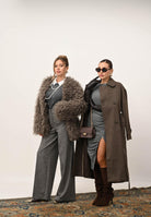 SIMONA CORSELLINI Pantalone elegante grigio da donna con motivo gessato incrociato A25CPPA015S1-C00298 V0000 SIMONA CORSELLINI 