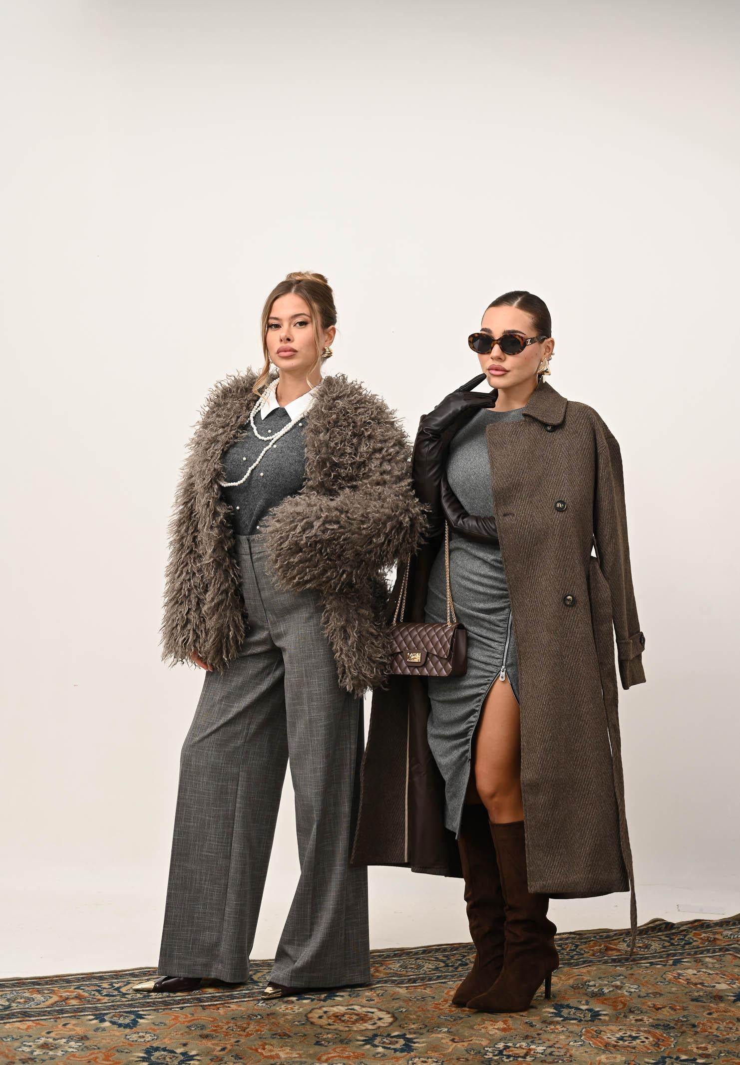 SIMONA CORSELLINI Pantalone elegante grigio da donna con motivo gessato incrociato A25CPPA015S1-C00298 V0000 SIMONA CORSELLINI 