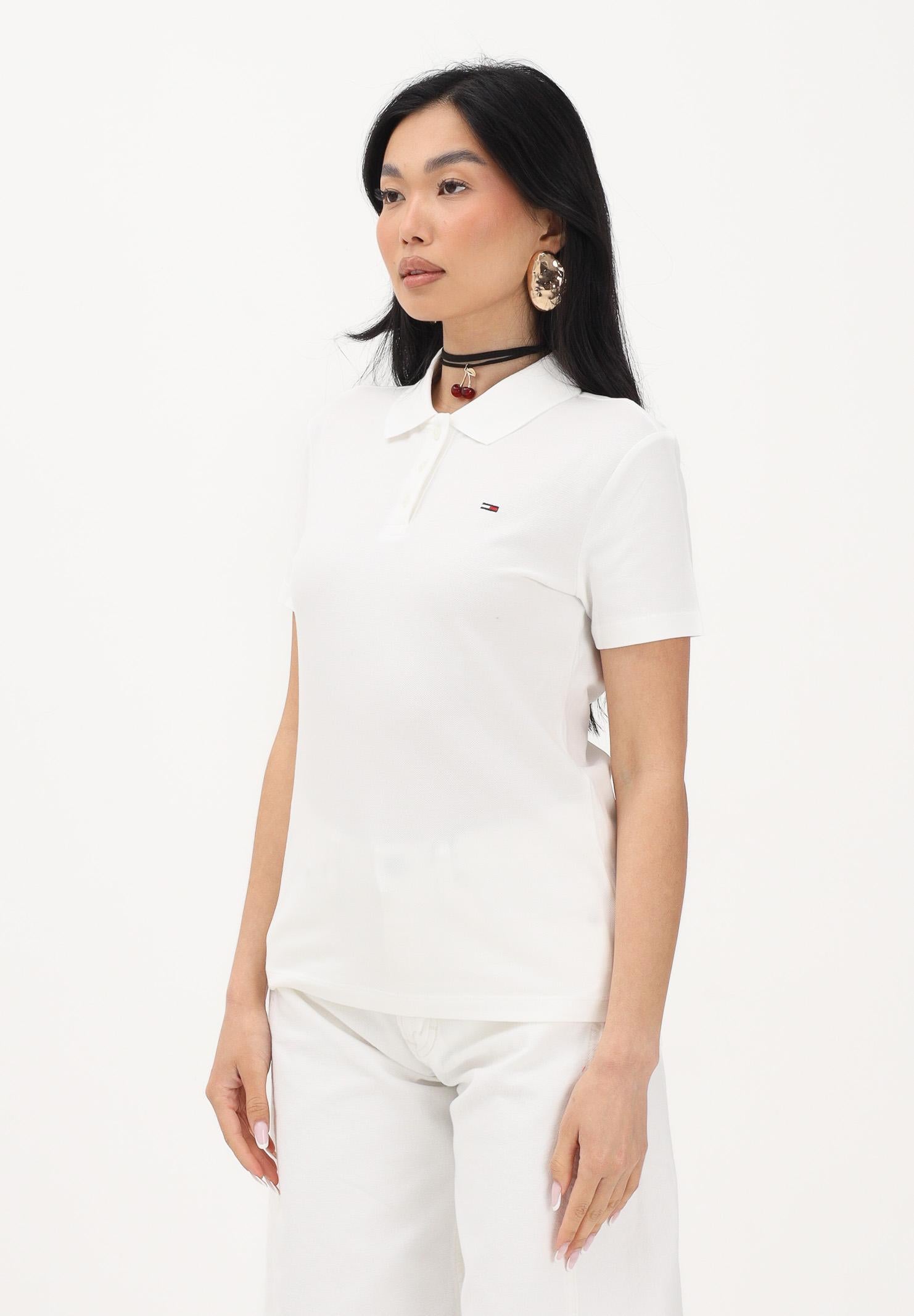 TOMMY JEANS Polo a manica corta bianca da donna con logo DW0DW20160 YBL TOMMY JEANS 