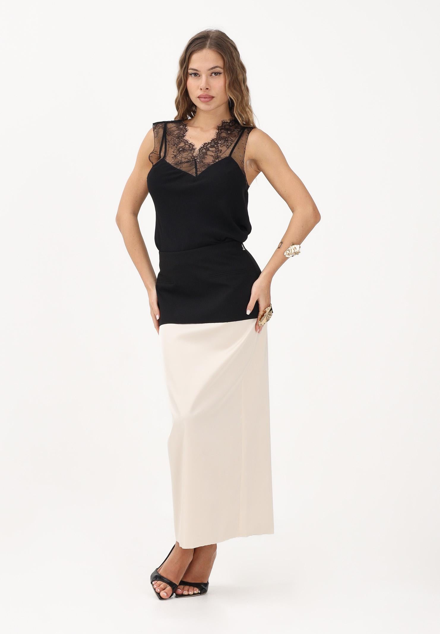 PATRIZIA PEPE Gonna midi nera e panna da donna in misto viscosa 8G0514A498 FG53 PATRIZIA PEPE 