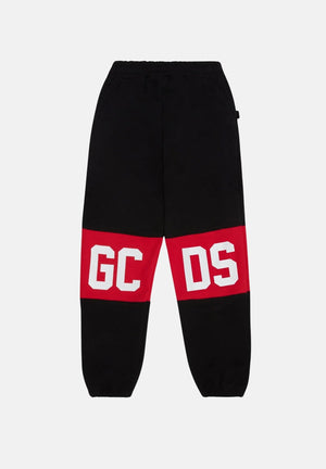 GCDS Pantalone sportivo nero per bambino e bambina con stampa logo B2KU3017BA2 99 GCDS 